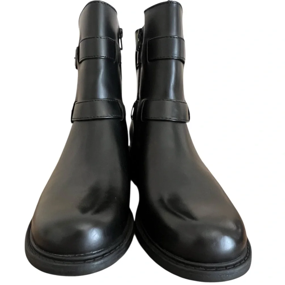 NEW BØC Black faux leather Combat & Moto Boots 9.5M - Picture 7 of 10